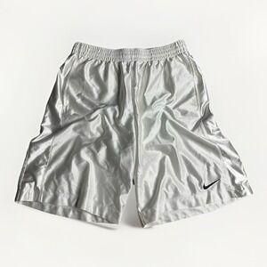 Vintage Nike Basketball Shorts Mens Large White Shiny Dazzle Shimmer Y2K Baggy